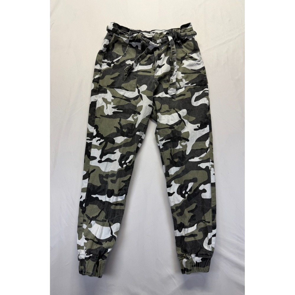 Almost Famous Jogger Pants Womens XL Multi Camouflage Belted Cotton Tapered Leg